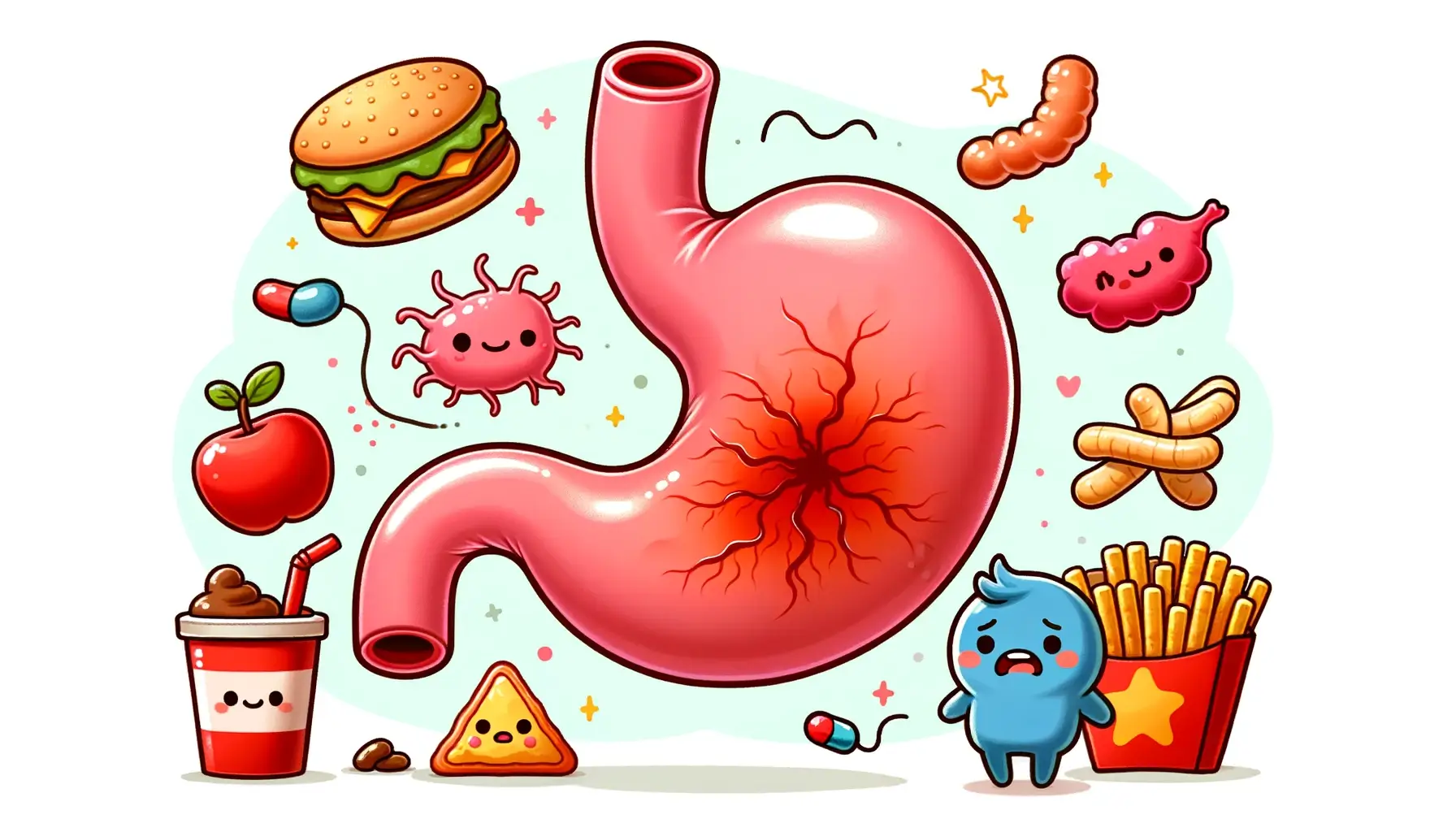 胃炎（いえん）をイメージしたイラスト