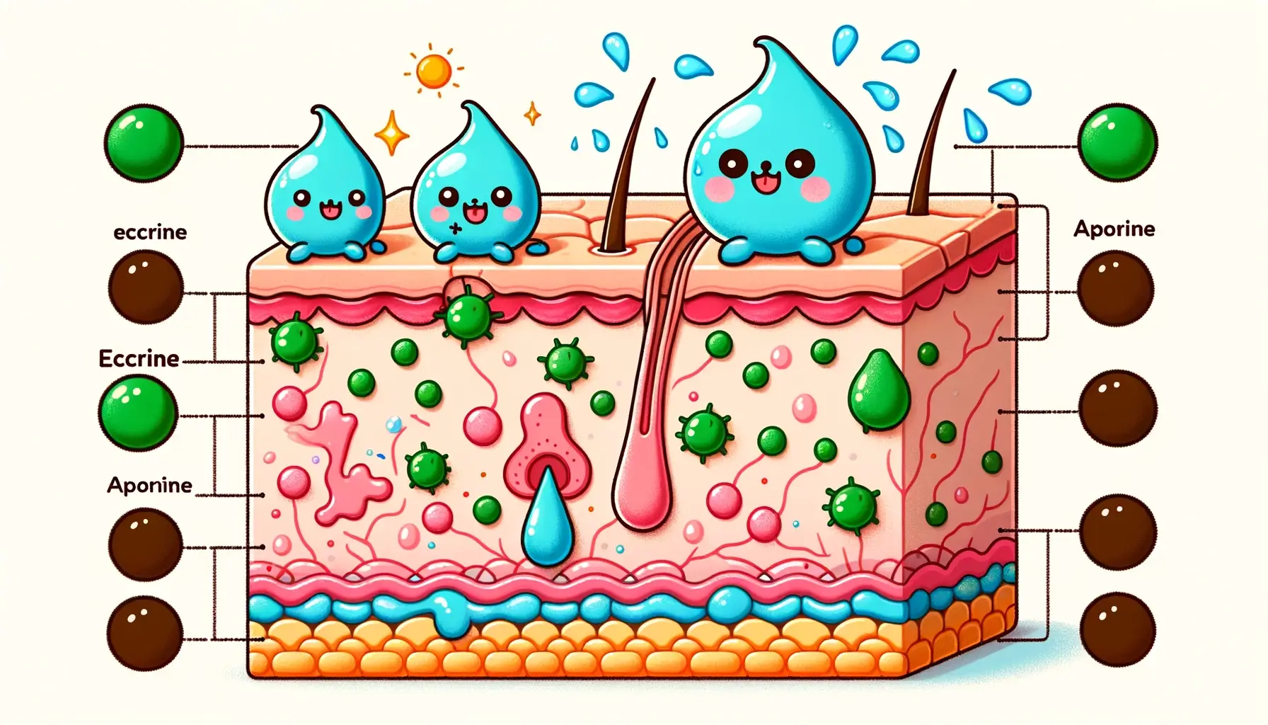 汗腺（かんせん）をイメージしたイラスト